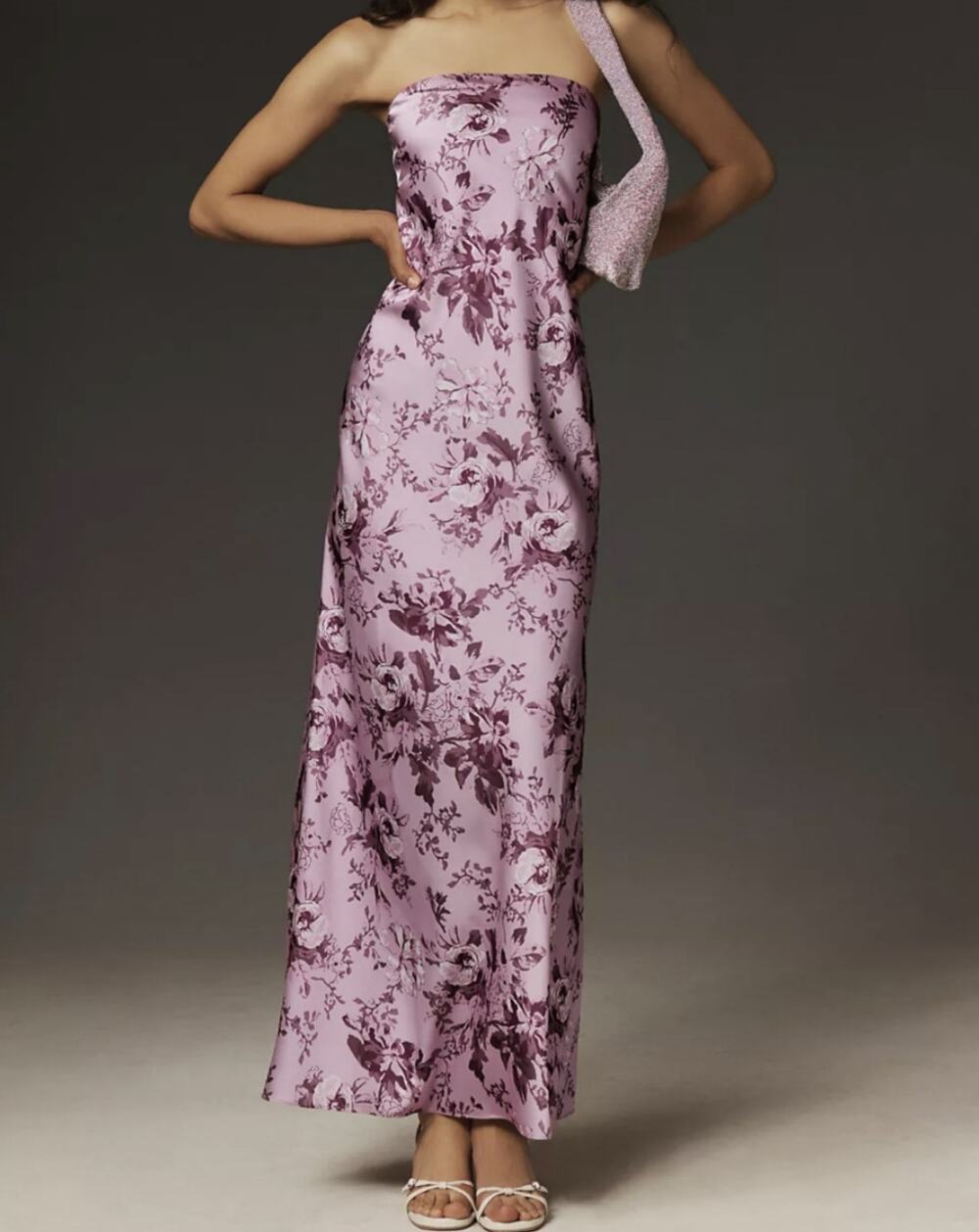 BHLDN Mia Strapless Satin Maxi Dress